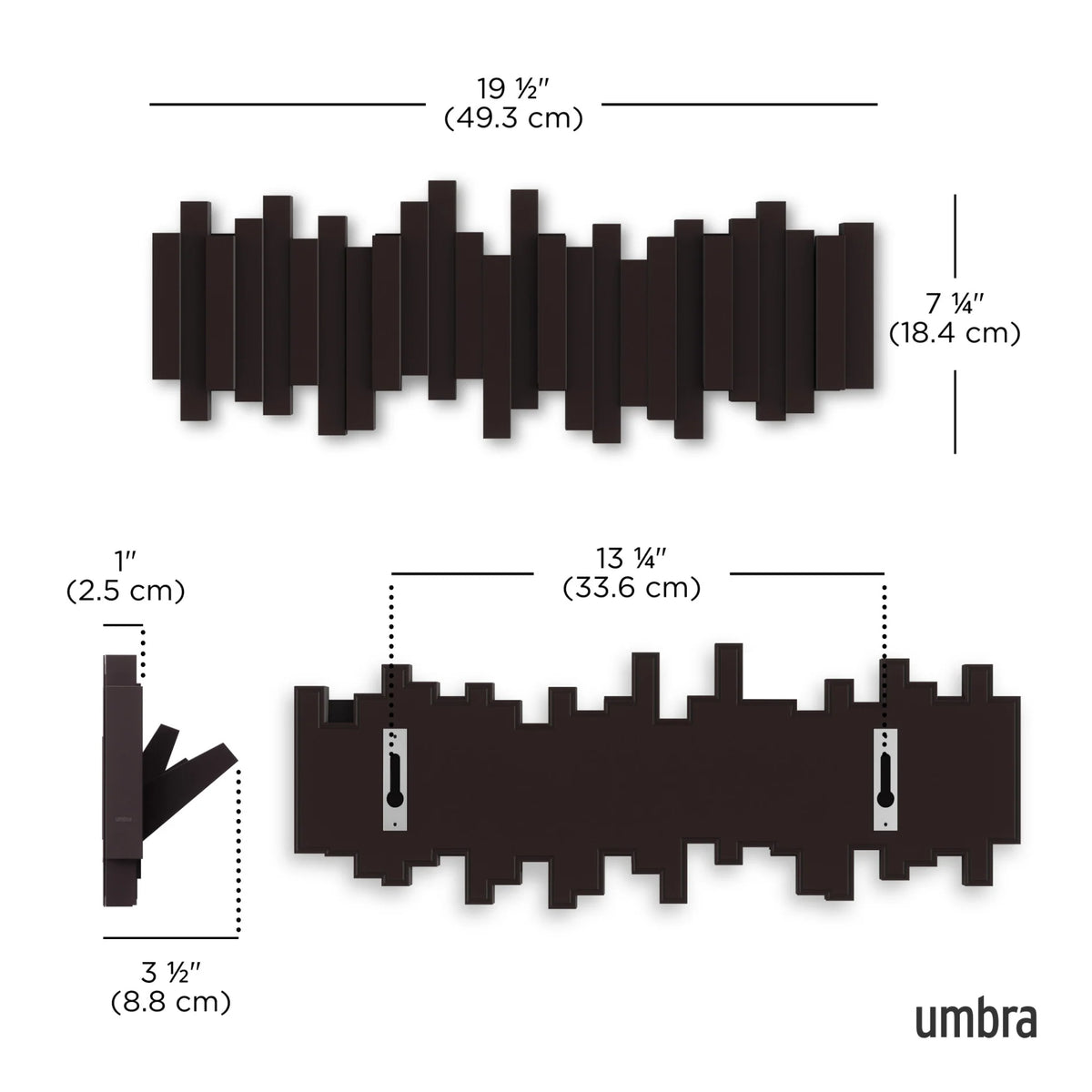 Umbra Sticks Knagerække – Sort, 5 Knager