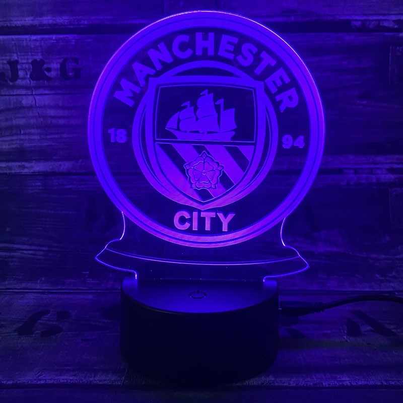 Manchester City 3D Fodbold lampe - Lyser i 7 farver - Lukaki.dkManchester City 3D Fodbold lampe - Lyser i 7 farver