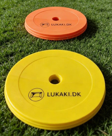 Flache Markierungskegel mit Halter – 30 Stück in Orange und Gelb