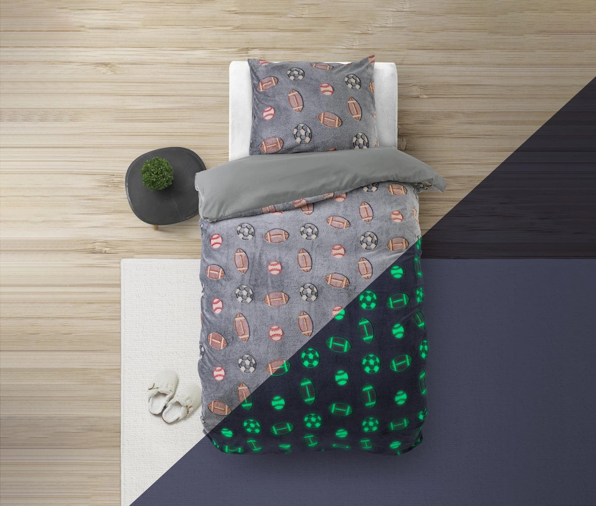 Selvlysende sports sengetøj - 135x200 cm. - Lukaki.dkSelvlysende sports sengetøj - 135x200 cm.