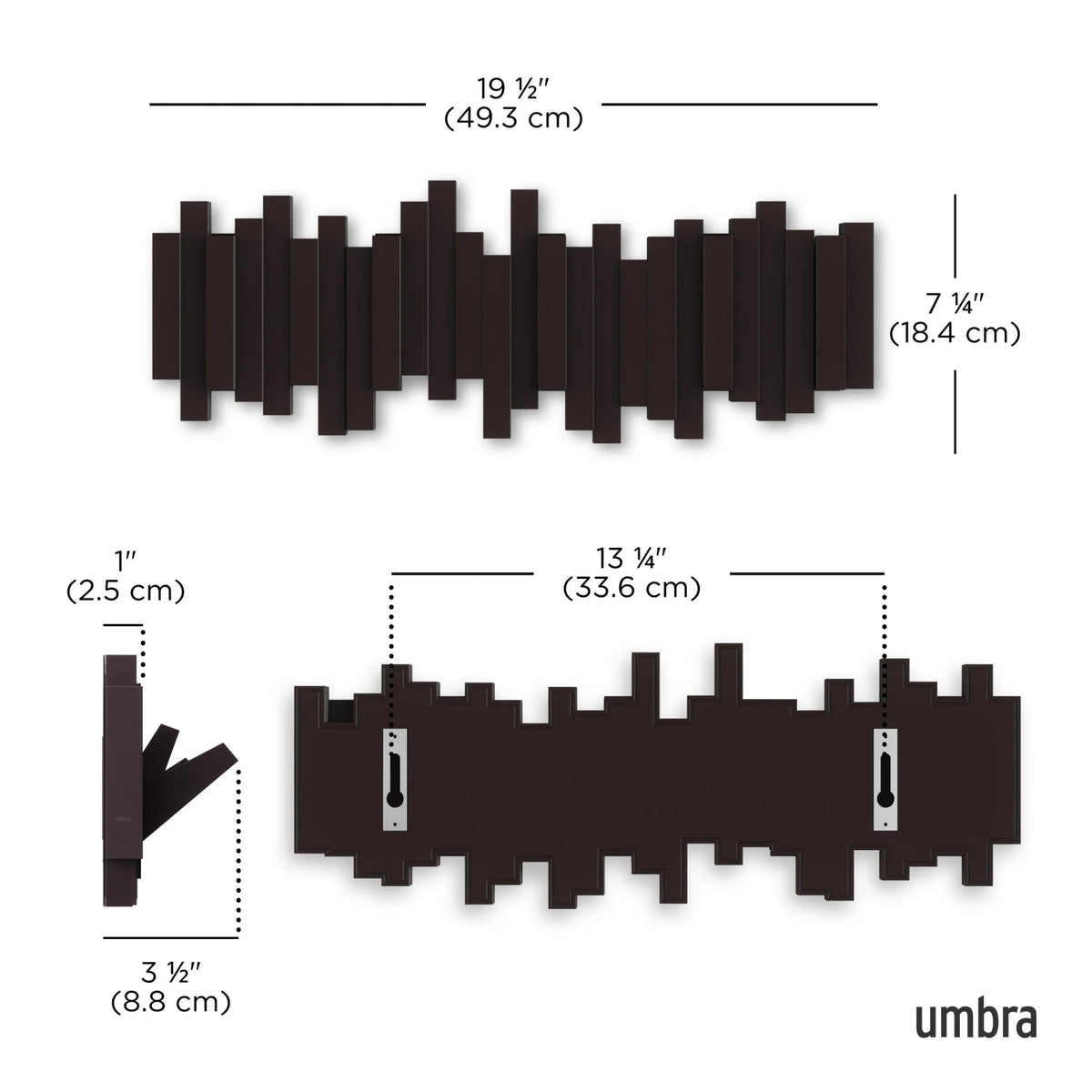 Umbra Sticks Knagerække – Sort, 5 Knager - Lukaki.dk