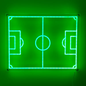 Fußball-Wandleuchte – Grünes Neon, dimmbare LED-Beleuchtung (60x47 cm)