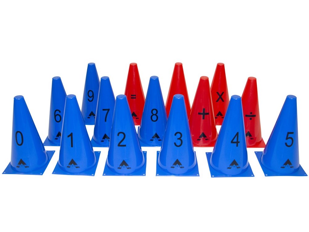 Zapfen mit Zahlen und Zeichen, 0-9 &amp; +, -, /, X, = (15 Stk., 24 cm)