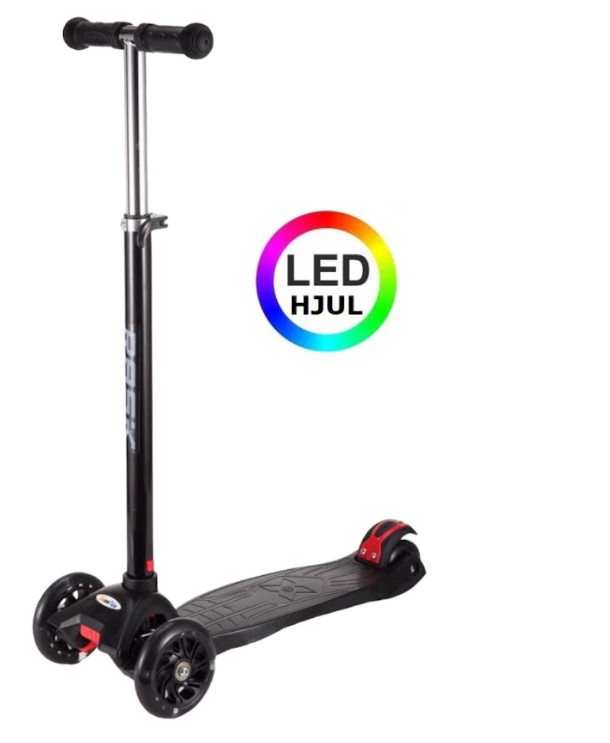 RASK Dreirad-Roller – Schwarz, mit Lichtern in den Rädern (3–8 Jahre)