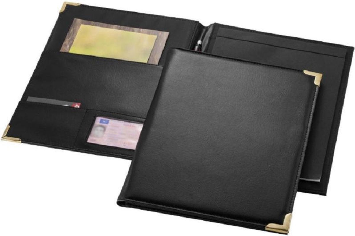 Dokumentmappe / Konferencemappe A4, Sort – med plads til skriveblok, kuglepen og opbevaring - Lukaki.dkDokumentmappe / Konferencemappe A4, Sort – med plads til skriveblok, kuglepen og opbevaring