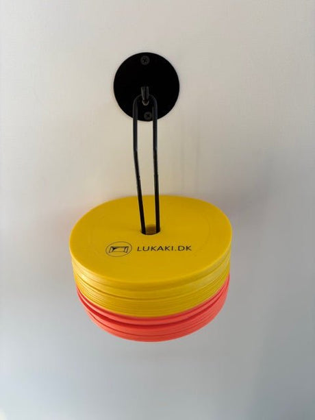 Flade markeringskegler med holder – 30 stk. i orange og gul - Lukaki.dk
