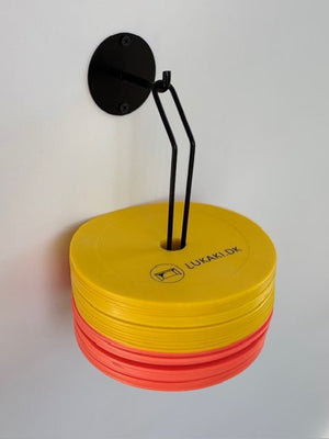 Flade markeringskegler med holder – 30 stk. i orange og gul - Lukaki.dk