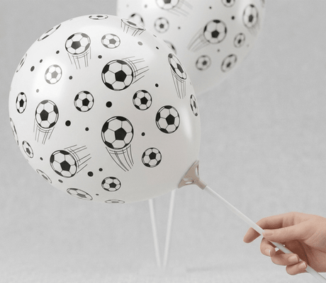 Fodbold balloner inkl. ballonpinde - 6 stk. - Lukaki.dk