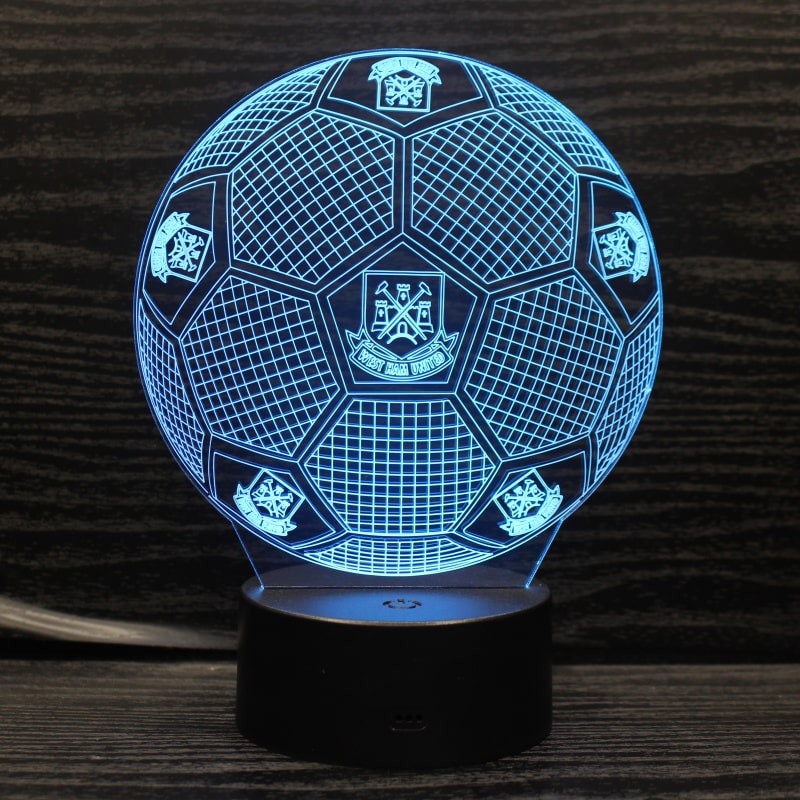 West Ham 3D-Fußballlampe – Leuchtet in 7 Farben
