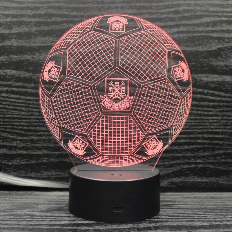 West Ham 3D-Fußballlampe – Leuchtet in 7 Farben