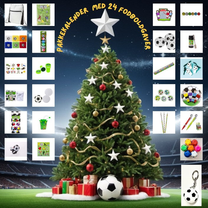 Paketkalender mit 24 Fußballgeschenken (inkl. Zahlenaufkleber 1-24)