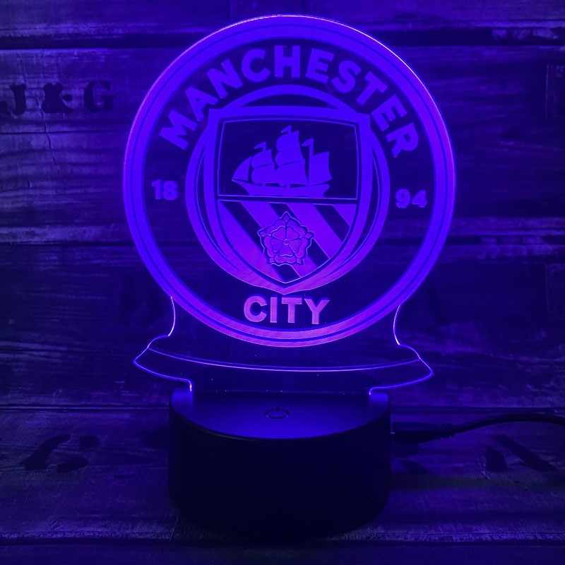 Manchester City 3D Fodbold lampe - Lyser i 7 farver - Lukaki.dkManchester City 3D Fodbold lampe - Lyser i 7 farver