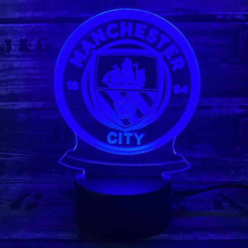 Manchester City 3D Fodbold lampe - Lyser i 7 farver - Lukaki.dkManchester City 3D Fodbold lampe - Lyser i 7 farver