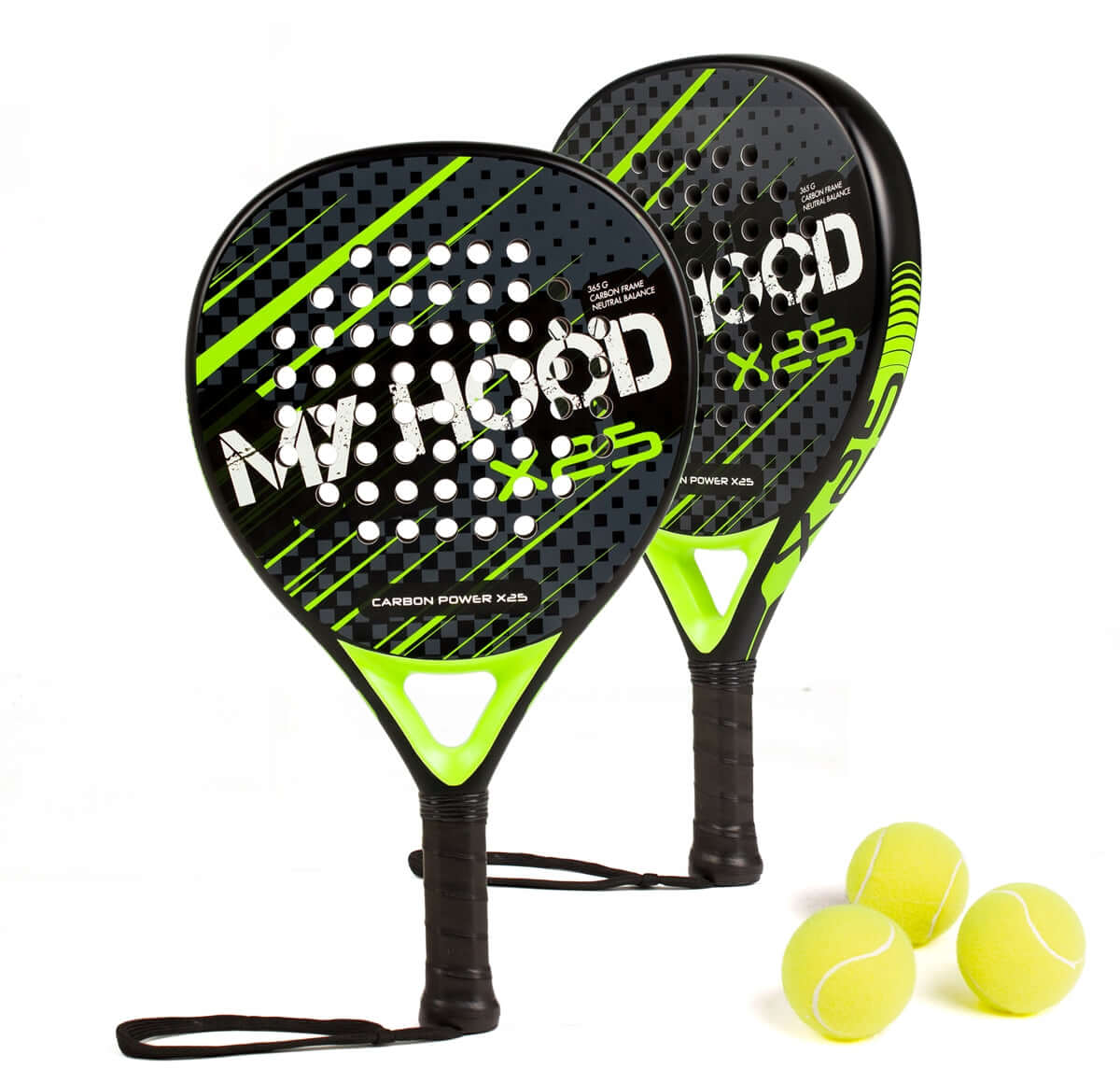 My Hood Padel Pack X25, Grøn - (2 bat og 3 bolde) - Lukaki.dkMy Hood Padel Pack X25, Grøn - (2 bat og 3 bolde)