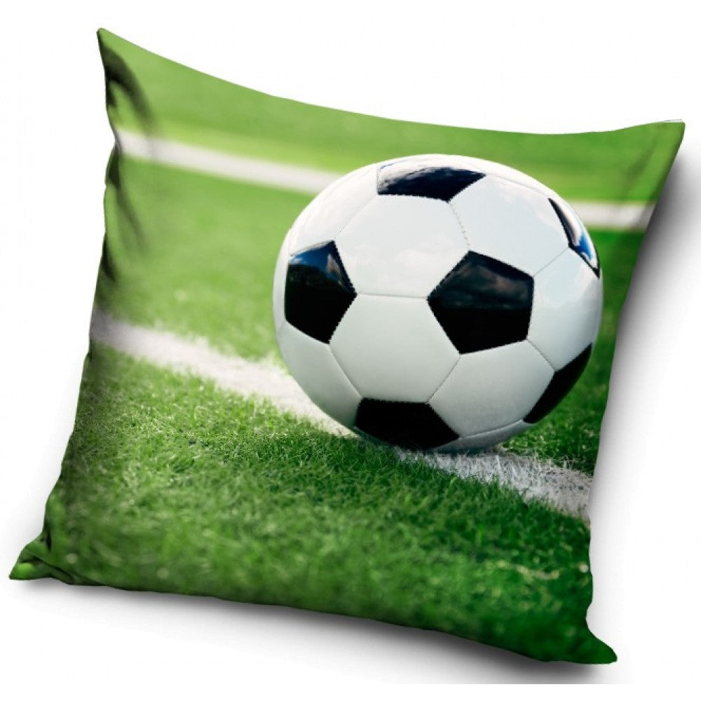 Kissenbezug, Fußball auf Gras – 40x40 cm.