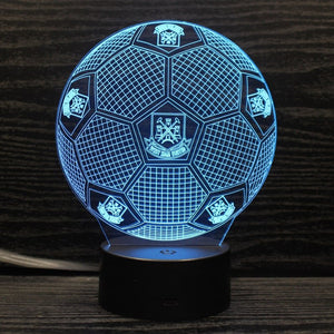 West Ham 3D Fodbold lampe - Lyser i 7 farver - Lukaki.dkWest Ham 3D Fodbold lampe - Lyser i 7 farver