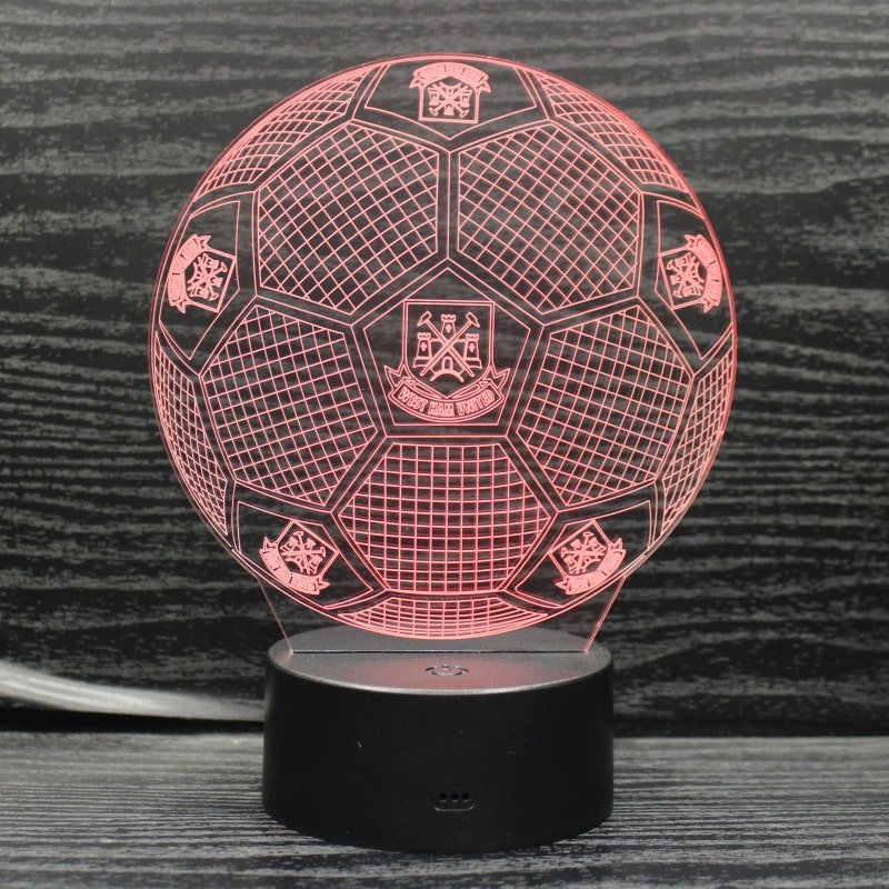 West Ham 3D Fodbold lampe - Lyser i 7 farver - Lukaki.dkWest Ham 3D Fodbold lampe - Lyser i 7 farver