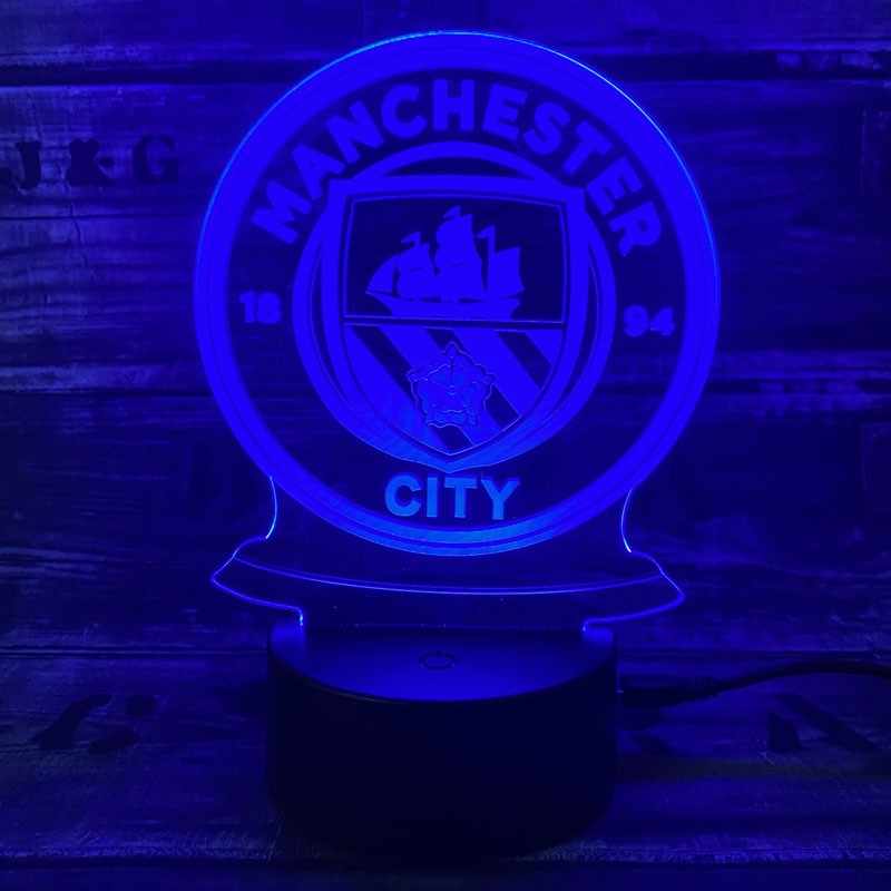 Manchester City 3D-Fußballlampe – Leuchtet in 7 Farben