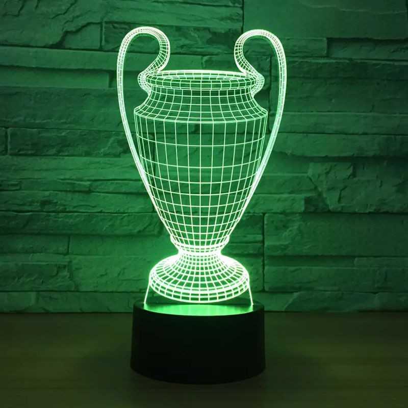 Fußballlampe mit Trophäe 3D - Leuchtet in 7 Farben