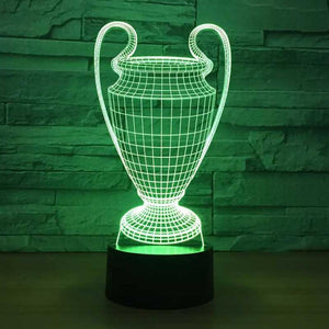 Fußballlampe mit Trophäe 3D - Leuchtet in 7 Farben